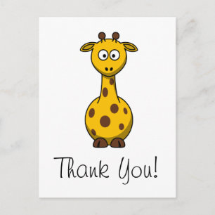 Postale Carte de remerciement de girafe de dessin animé mi