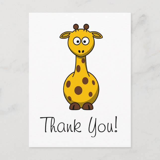 Postale Carte de remerciement de girafe de dessin animé mi (Devant)