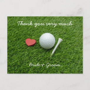 Postale Carte de remerciement de golf pour mariage de golf