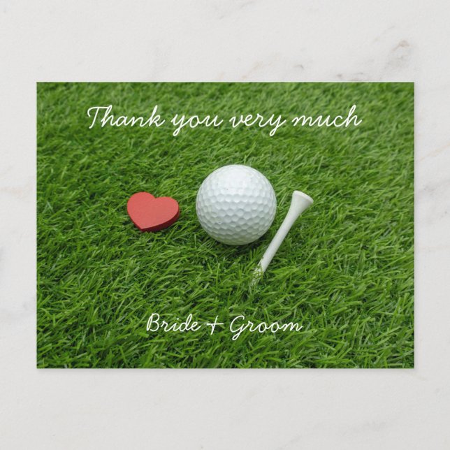 Postale Carte de remerciement de golf pour mariage de golf (Devant)