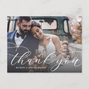 Postale Carte de remerciement de mariage à l'écriture élég