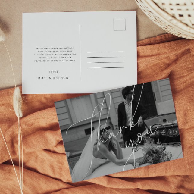 Postale Carte de Remerciement de Mariage à Script Minimali (Créateur téléchargé)
