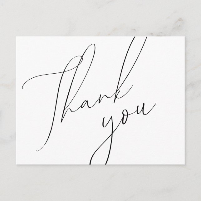 Postale Carte de Remerciement de Mariage à Script Minimali (Devant)