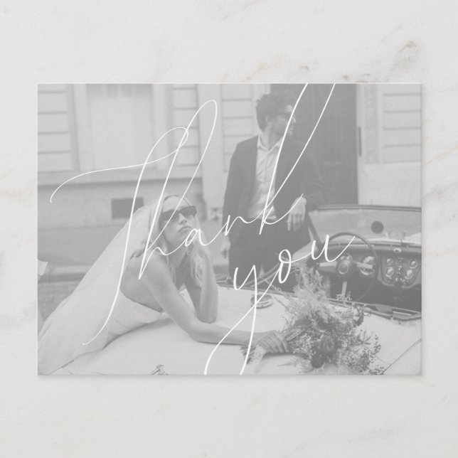 Postale Carte de Remerciement de Mariage à Script Minimali (Devant)