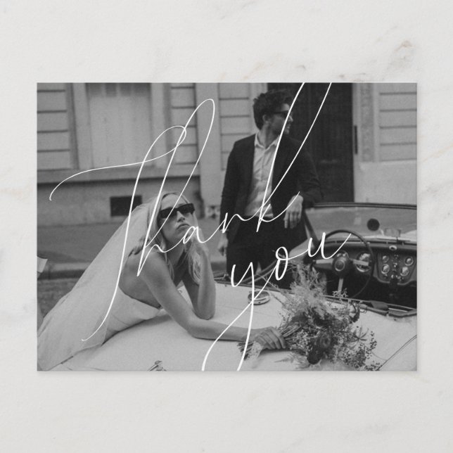 Postale Carte de Remerciement de Mariage à Texte Minimalis (Devant)