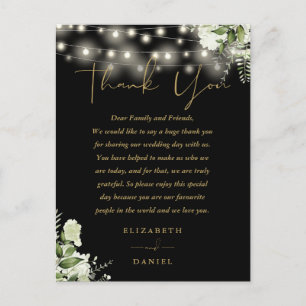 Postale Carte de remerciement de mariage Black Gold Greene