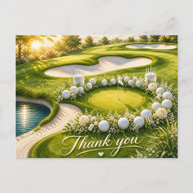 Postale Carte de remerciement de mariage de golf pour golf (Devant)