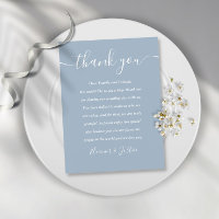 Carte de remerciement de mariage Dusty Blue Script