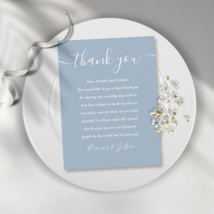 Postale Carte de remerciement de mariage Dusty Blue Script