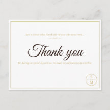 Carte de remerciement de mariage élégante avec mon