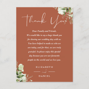 Postale Carte de remerciement de mariage en terre cuite ve