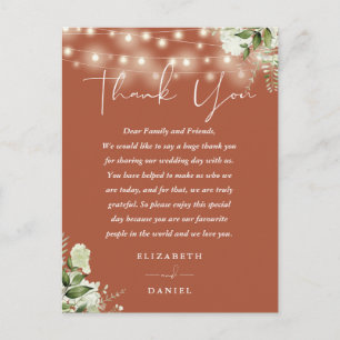 Postale Carte de remerciement de mariage en verdure de ter