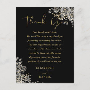 Postale Carte de remerciement de mariage Fleurs gothiques
