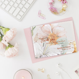 Postale Carte de remerciement de mariage Floral rose pêc