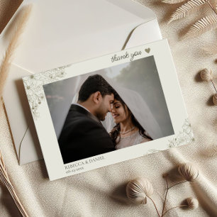 Postale Carte de remerciement de mariage florale pour phot