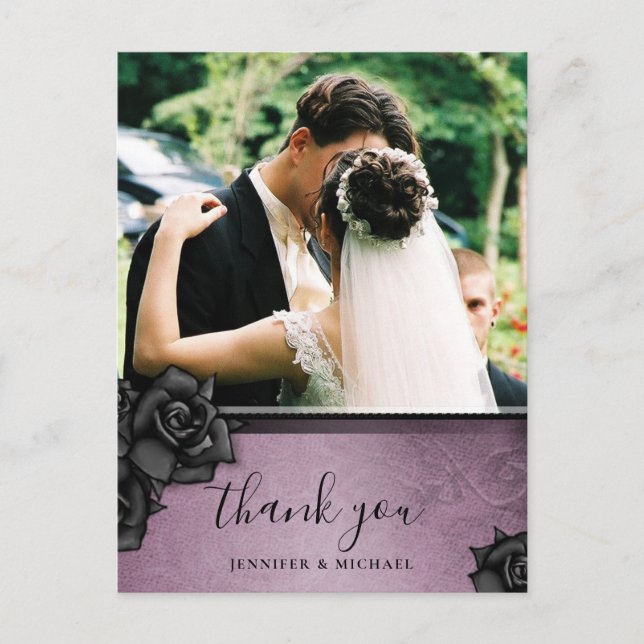 Postale Carte de remerciement de mariage Halloween Violet  (Devant)