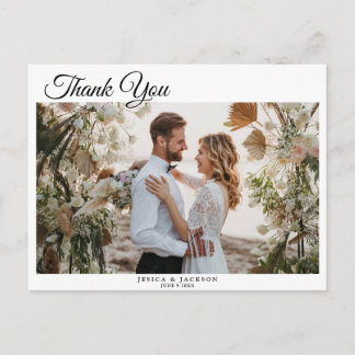Postale Carte de remerciement de mariage minimaliste avec