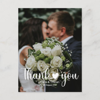 Postale Carte de remerciement de mariage minimaliste avec 