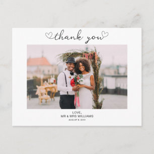Postale Carte de remerciement de mariage minimaliste avec