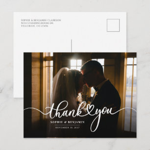 Postale Carte de remerciement de mariage moderne avec phot