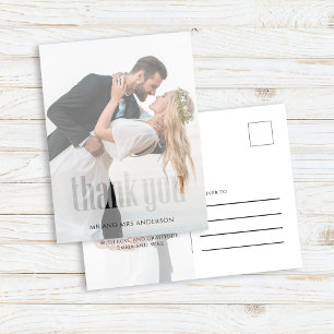 Postale Carte de remerciement de mariage moderne avec phot