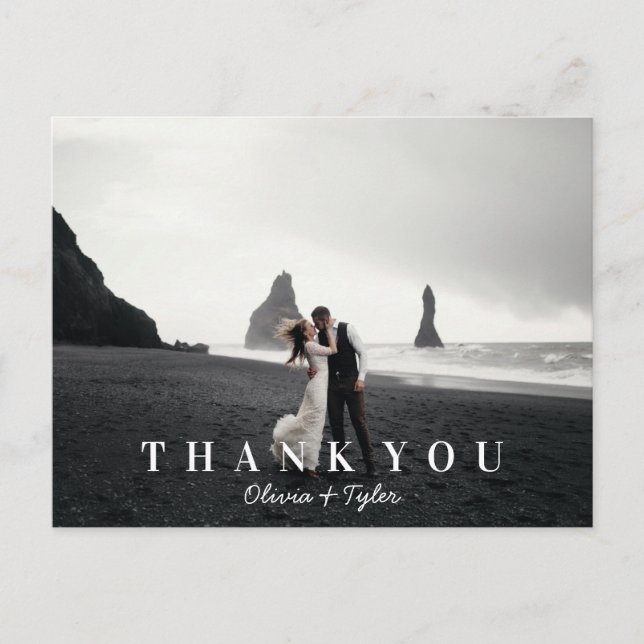 Postale Carte de remerciement de mariage moderne et simple (Devant)