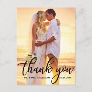 Postale Carte de remerciement de mariage moderne pour mari