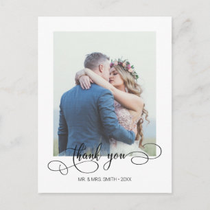 Postale Carte de remerciement de mariage photo avec callig