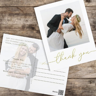 Postale Carte de remerciement de mariage photo avec écritu