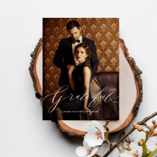 Postale Carte de remerciement de mariage photo avec texte 