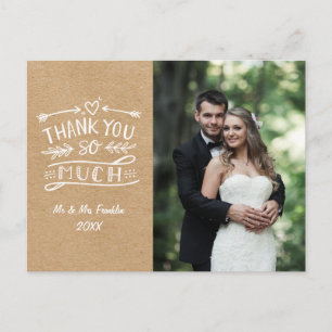 Postale Carte de remerciement de mariage photo Bohème Kraf