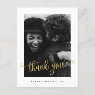 Postale Carte de remerciement de mariage photo cœur d'amou