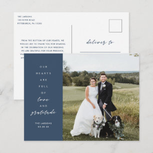 Postale Carte de remerciement de mariage photo Coeurs plei