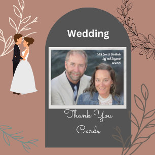 Postale Carte de remerciement de mariage photo en lettrage