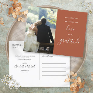 Postale Carte de remerciement de mariage photo en terracot
