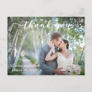 Postale Carte de remerciement de mariage photo manuscrite
