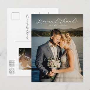 Postale Carte de remerciement de mariage photo noir et bla