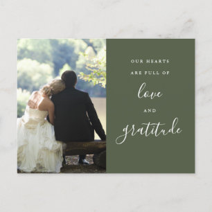 Postale Carte de remerciement de mariage photo Olive Green