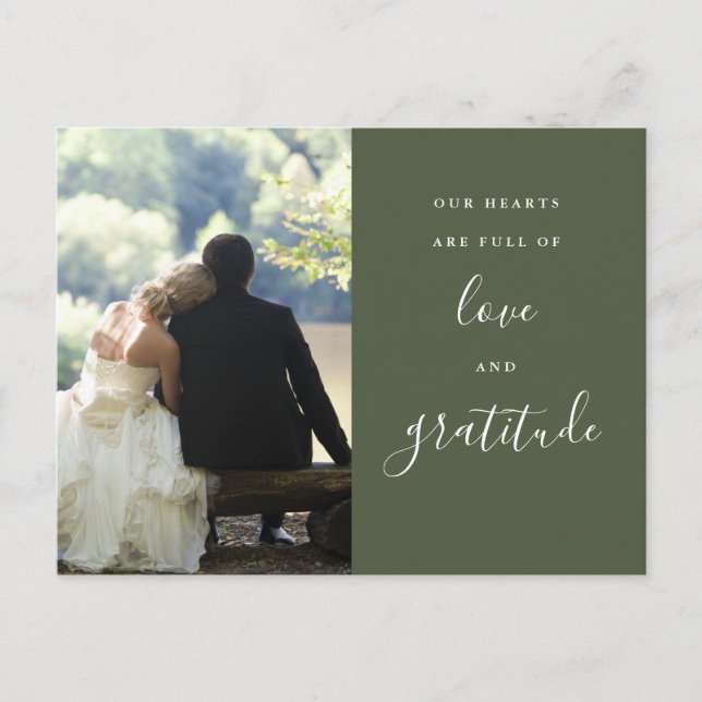 Postale Carte de remerciement de mariage photo Olive Green (Devant)