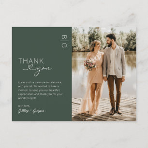 Postale Carte de remerciement de mariage photo vert mousse