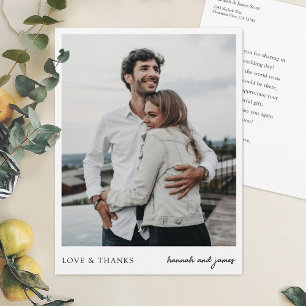 Postale Carte de remerciement de mariage Simple Chic avec 