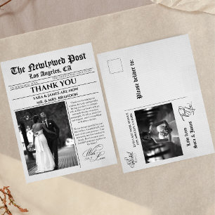 Postale Carte de remerciement de mariage unique sur le thè