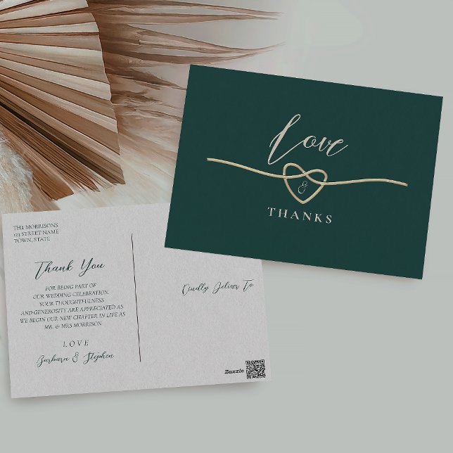 Postale Carte de remerciement de mariage Vert Émeraude (Créateur téléchargé)