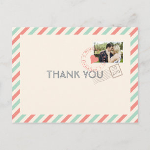 Postale Carte de remerciement de mariage vintage par avion