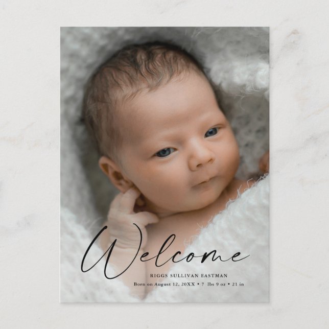 Postale Carte de remerciement de naissance de bébé avec un (Devant)