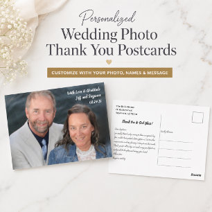 Postale Carte de remerciement de photo de mariage Amour et