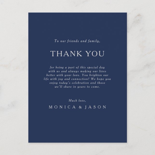 Postale Carte de remerciement de réception classique bleu  (Devant)