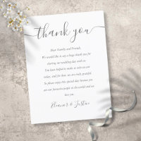 Carte de remerciement de réception de mariage