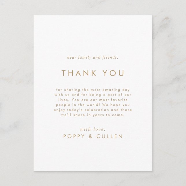 Postale Carte de Remerciement de Réception en Typographie  (Devant)