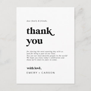 Postale Carte de Remerciement de Réception en Typographie